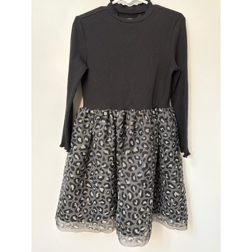 Girls 5T‎ Party Dress Black Ribbed Leopard Tulle Skirt Old Navy